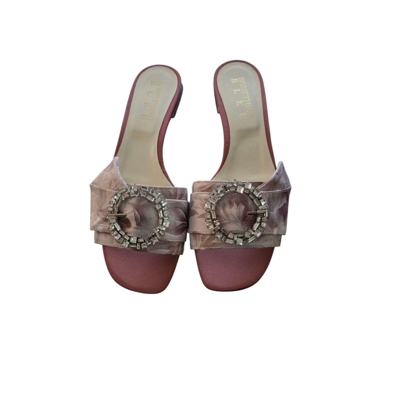 Something Bleu Cappy Mauve Floral Jacquard Crystal Buckle Slide Sandals7.5 Italy — image 2 of 8